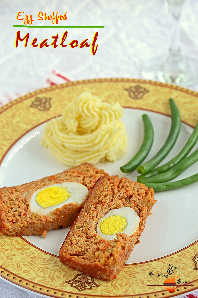 Egg stuffed Meatloaf Recipe Food Photography