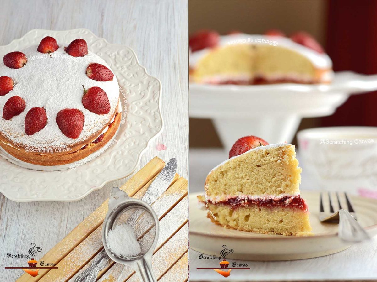 Classic Victoria Sponge Sandwich Cake Food Photography