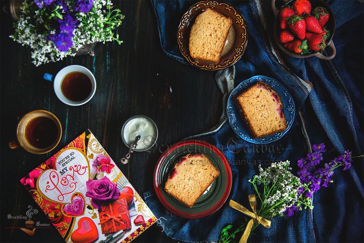 Strawberry Tea Cake Still Life Photography Styling